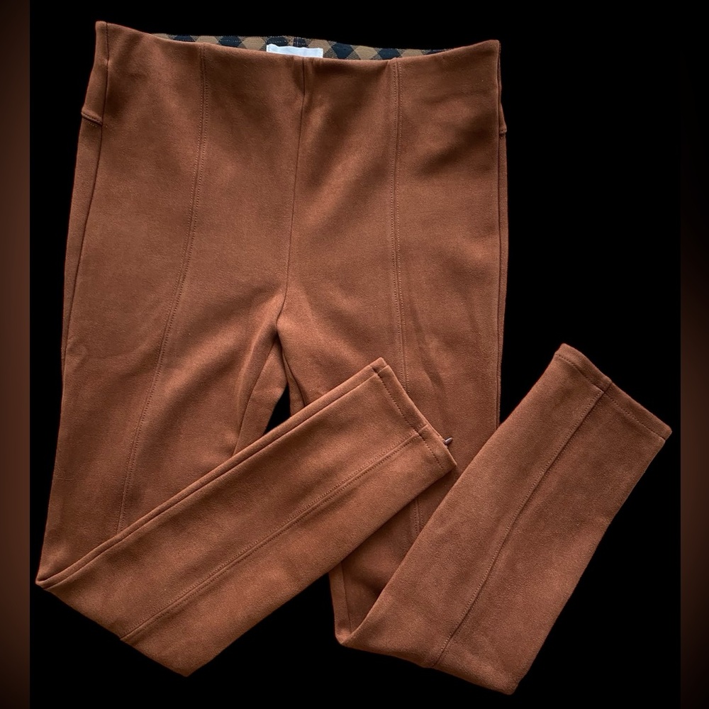 Anthropologie faux suede leggings EUC Size Euro 30, colour = caramel brown